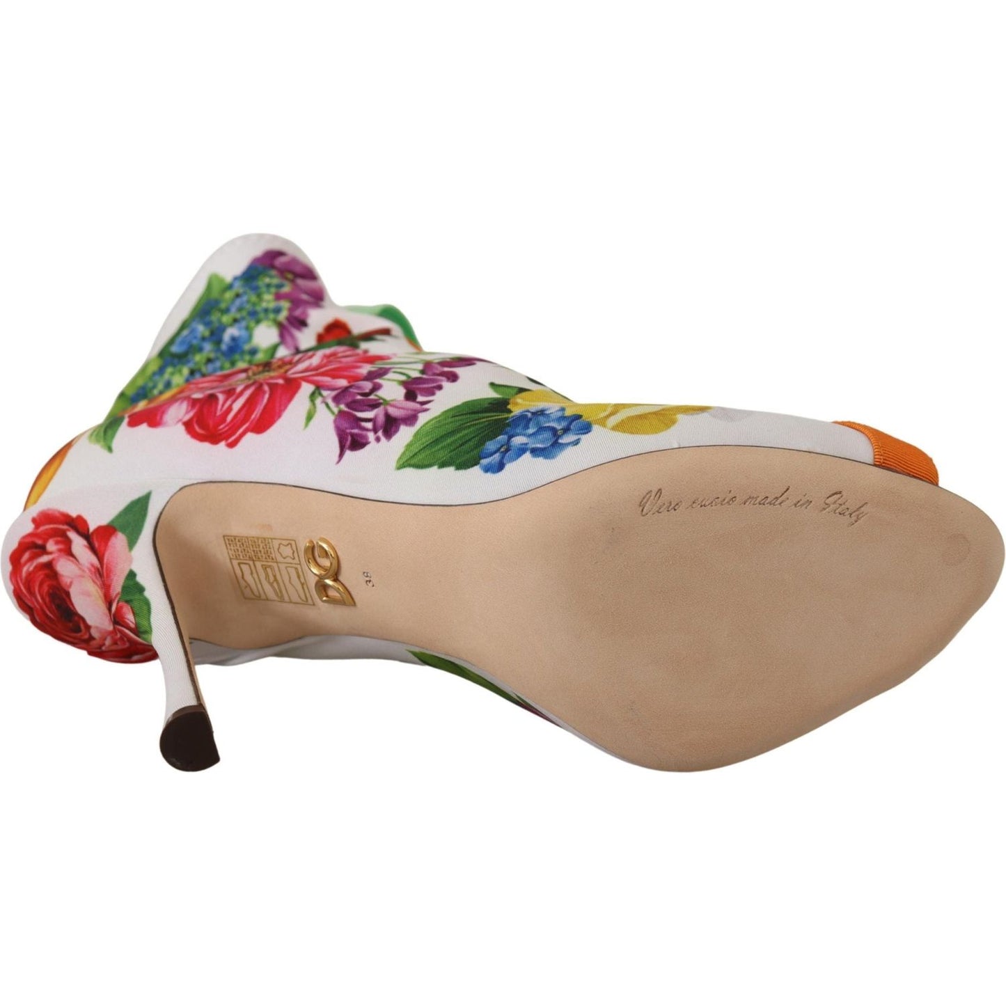 Dolce & Gabbana Floral Open Toe Jersey Heels Dolce & Gabbana Rosy Brown
