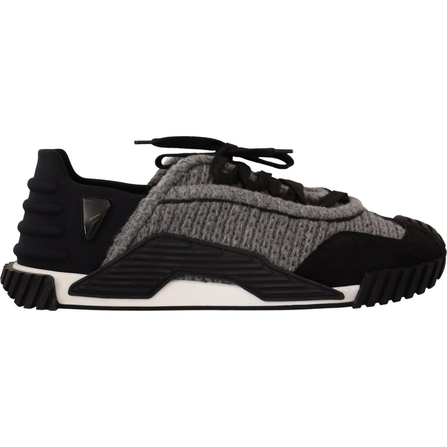 Dolce & Gabbana Black Gray Fabric Lace Up NS1 Sneakers Shoes LA12844-36