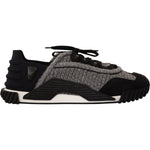 Dolce & Gabbana Black Gray Fabric Lace Up NS1 Sneakers Shoes LA12844-36