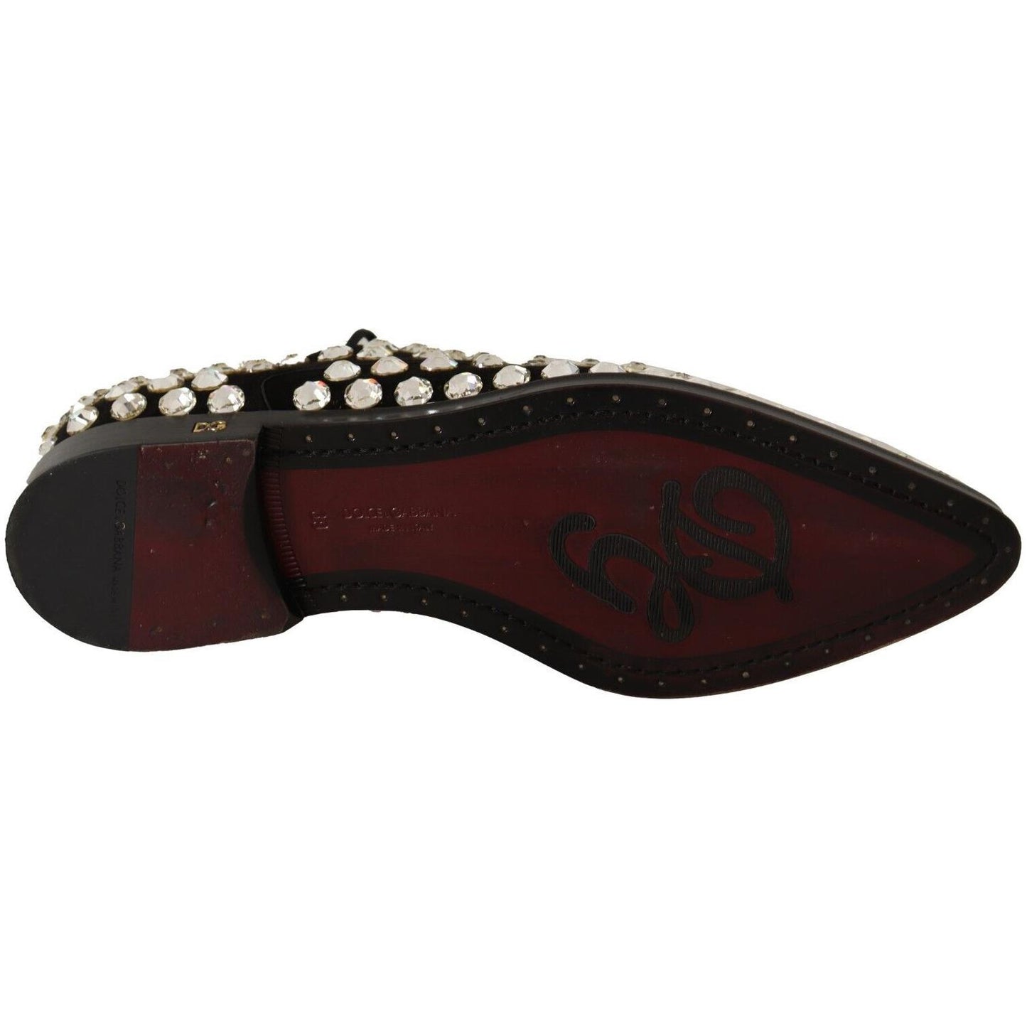 Dolce & Gabbana Elegant Crystal-Embellished Lace-Up Flats Dolce & Gabbana Black
