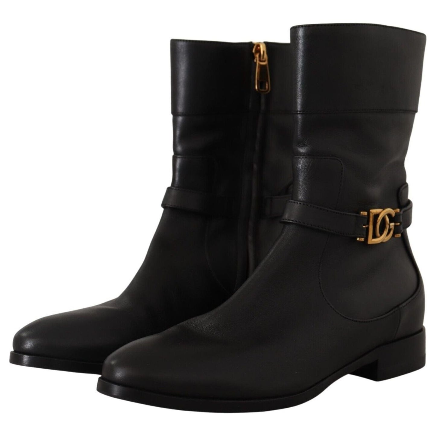 Dolce & Gabbana Elegant Leather Biker Boots Dolce & Gabbana Black