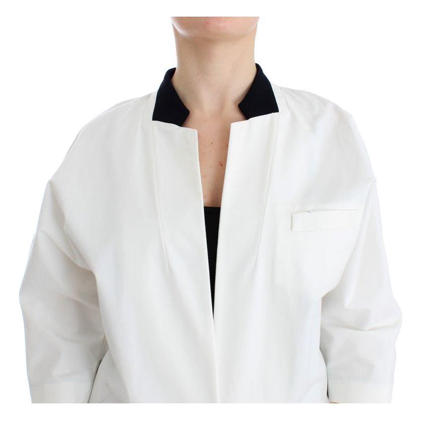 Andrea Pompilio White Cotton Blend Oversized Blazer Jacket Blazer Jacket