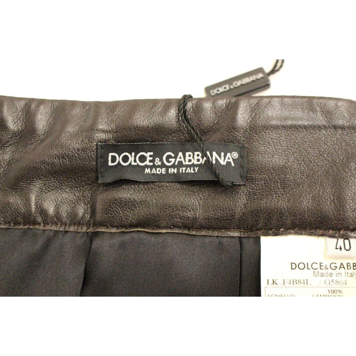 Dolce & Gabbana Brown Patchwork Leather Straight Skirt GSS11479-3