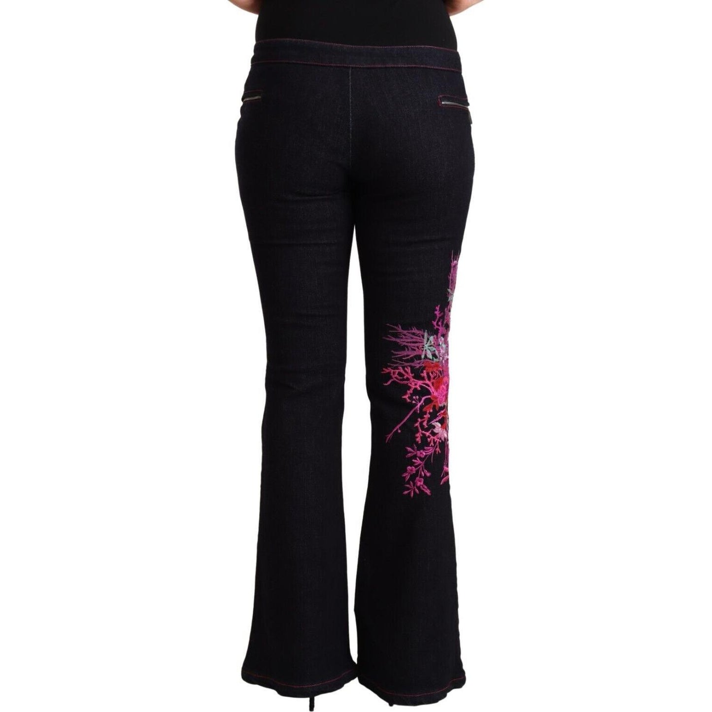 Exte Chic Black Mid Waist Flared Denim Jeans Exte Black