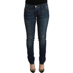Acht Blue Washed Cotton Slim Fit Denim Low Waist Jeans