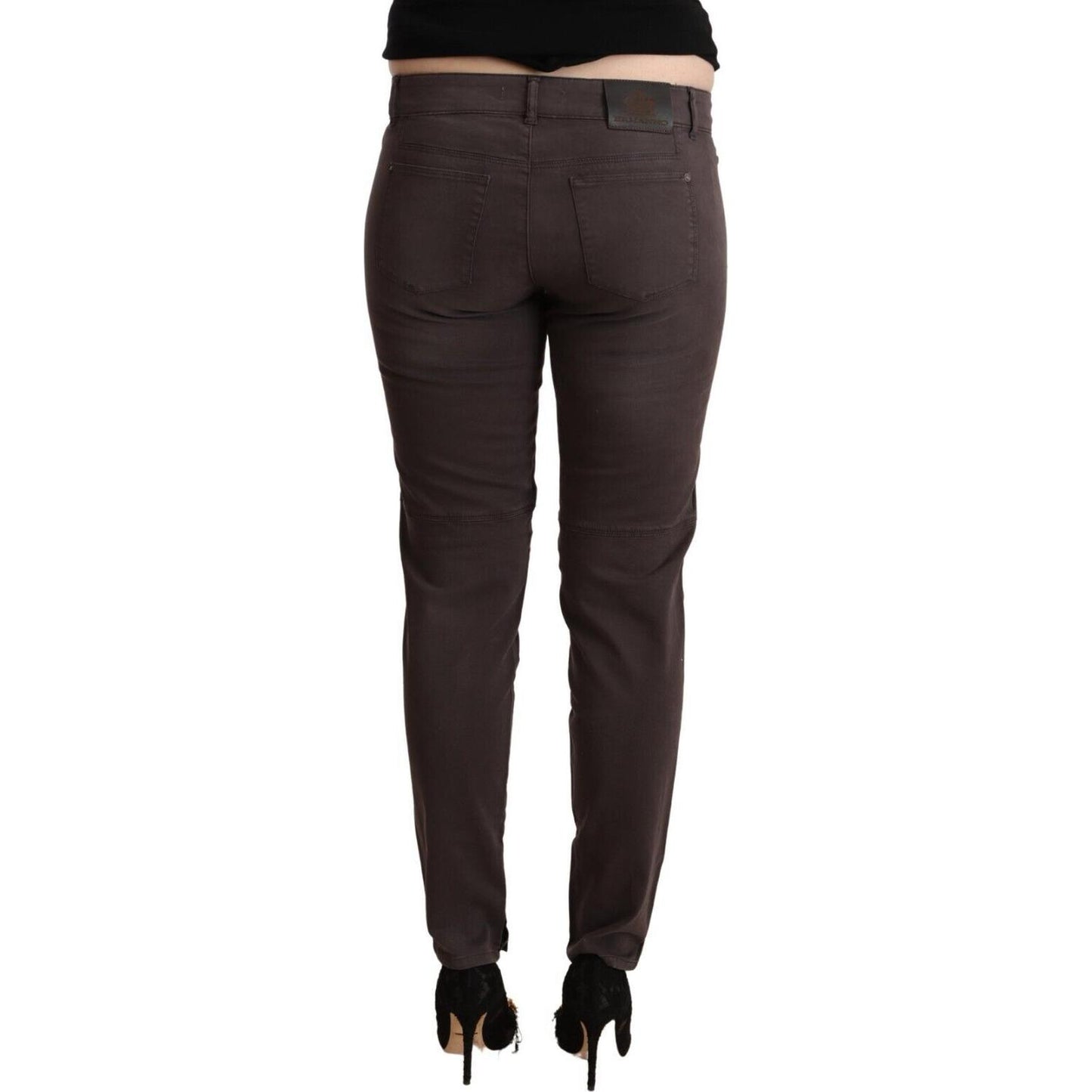 Ermanno Scervino Brown Cotton Low Waist Slim Fit Pants