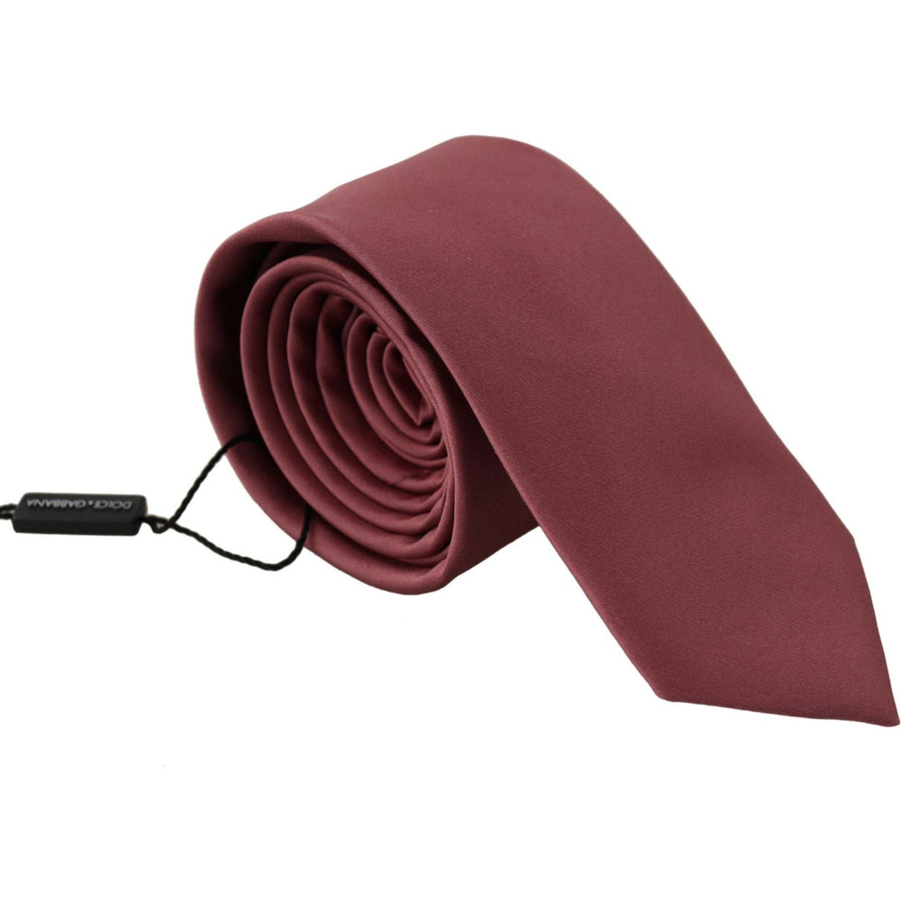 Dolce & Gabbana Pink Solid Print Silk Adjustable Necktie Accessory Tie