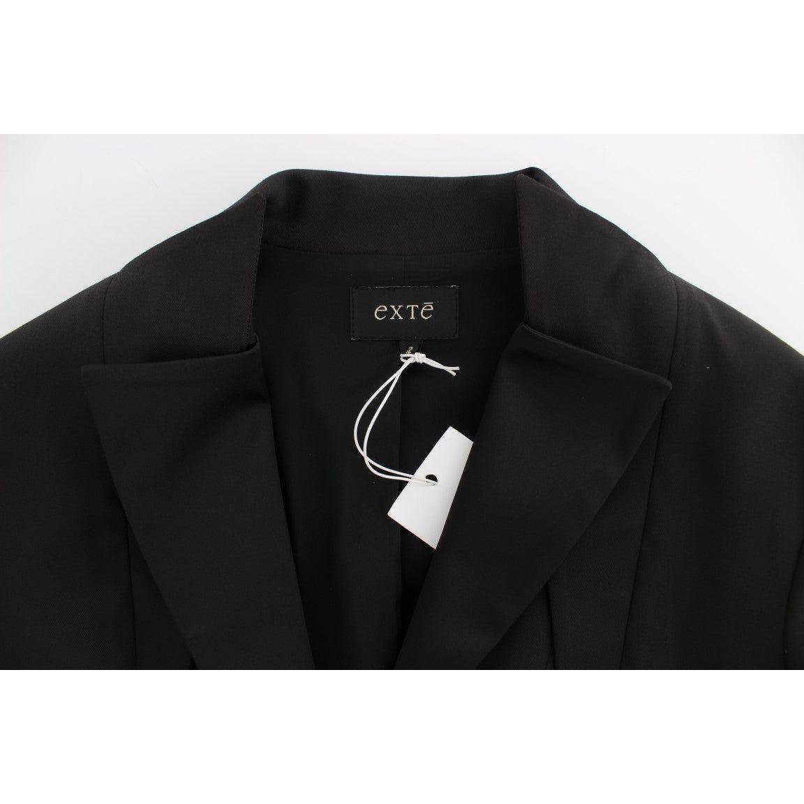 Exte Elegant Black Stretch Blazer Jacket Blazer Jacket Exte White Smoke