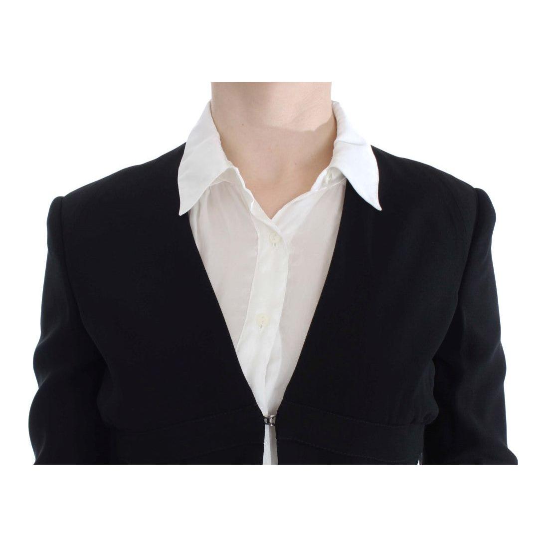 Exte Elegant Two-Piece Skirt Suit in Black & Blue Skirt Suit Exte Black