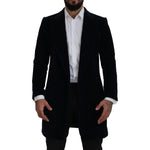 Dolce & Gabbana Black Cotton Cardigan Long Coat Men Jacket