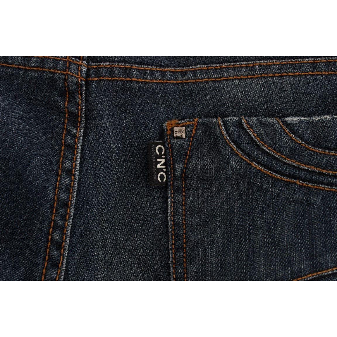 Costume National Blue Cotton Blend Bootcut Jeans Jeans & Pants