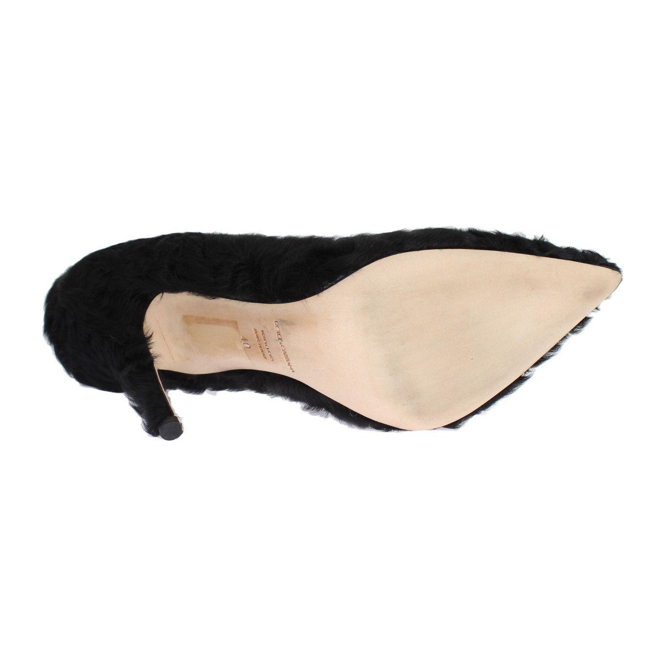 Dolce & Gabbana Elegant Pumps in Luxe Xiangao Fur Leather Dolce & Gabbana Black