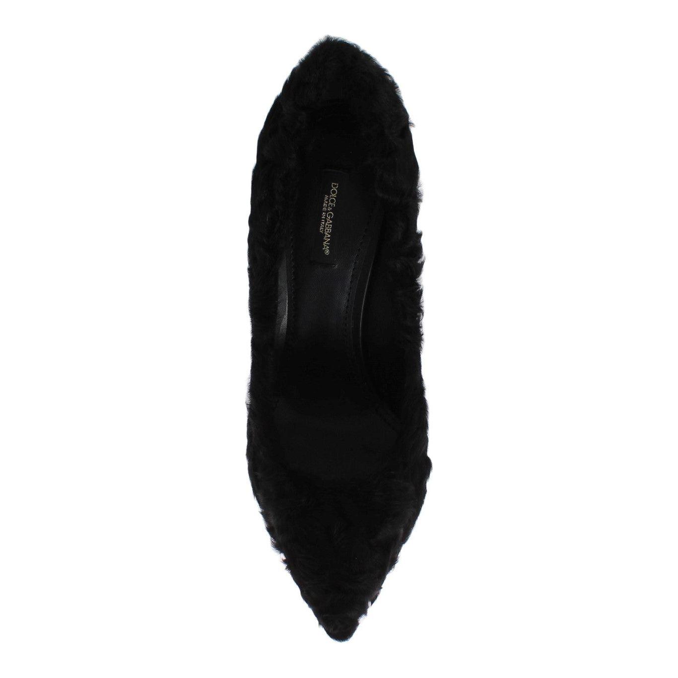 Dolce & Gabbana Elegant Pumps in Luxe Xiangao Fur Leather Dolce & Gabbana Black