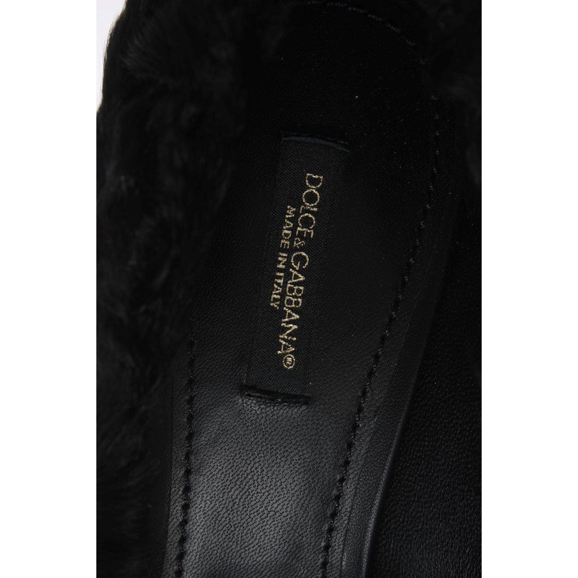 Dolce & Gabbana Elegant Pumps in Luxe Xiangao Fur Leather Dolce & Gabbana Black