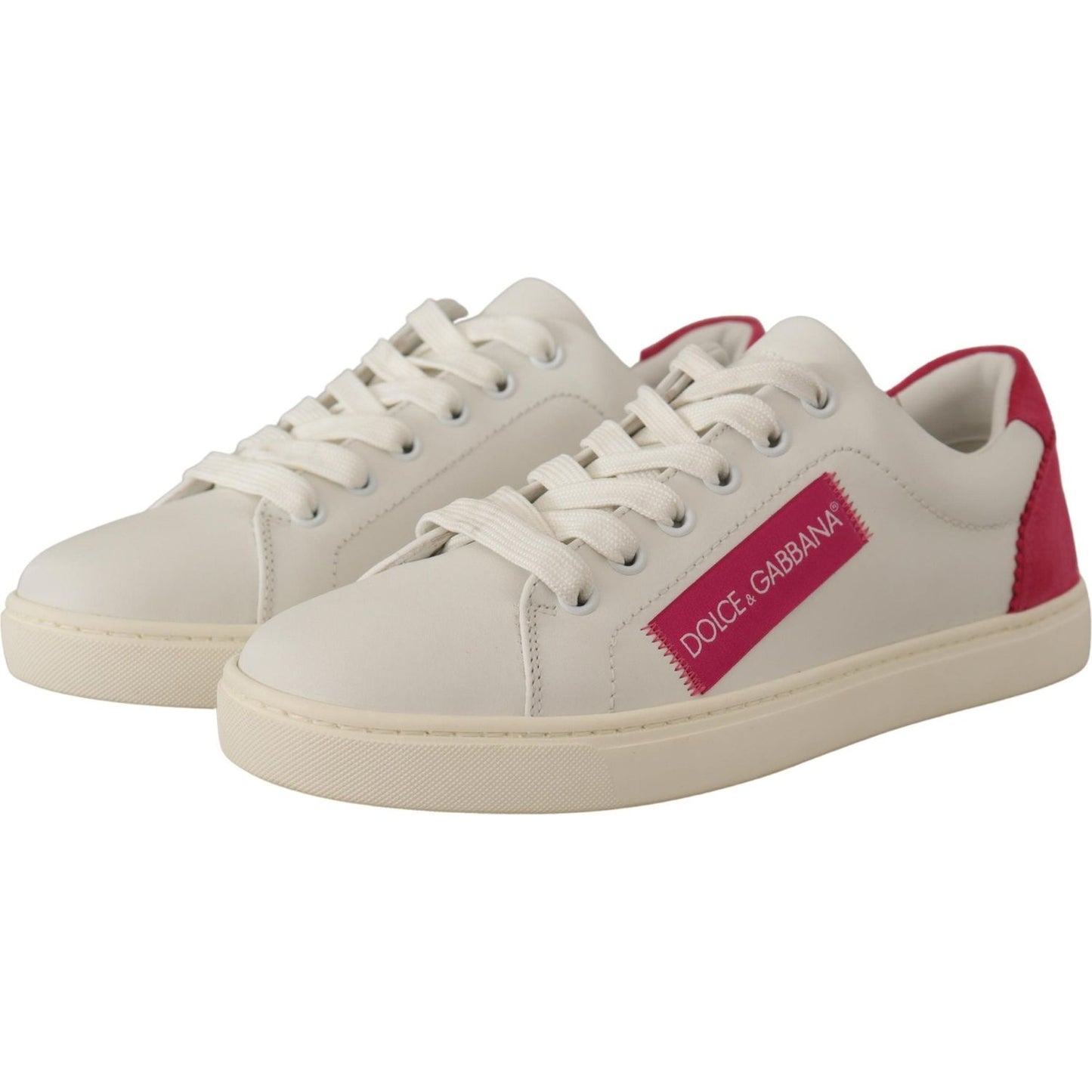 Dolce & Gabbana Elegant White Leather Low-Top Sneakers Dolce & Gabbana Gray