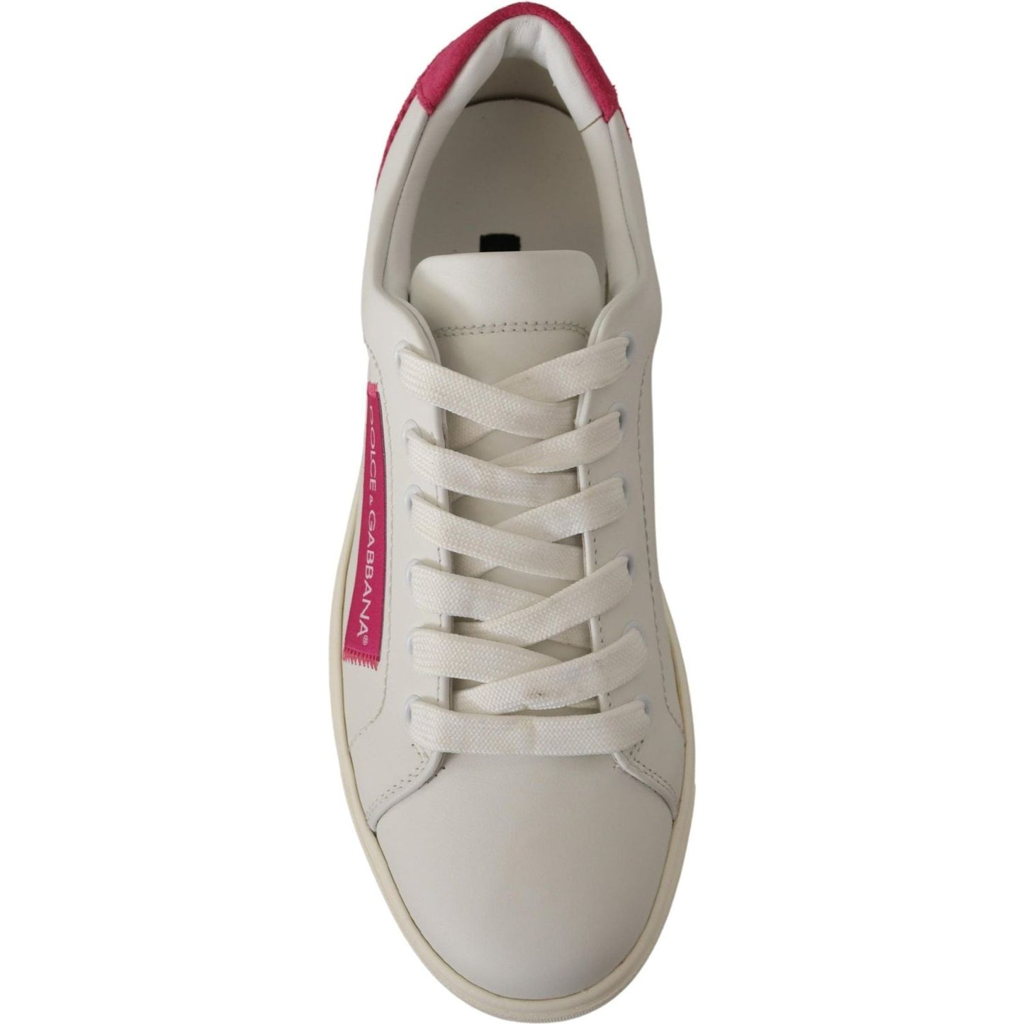Dolce & Gabbana Elegant White Leather Low-Top Sneakers Dolce & Gabbana Dark Gray