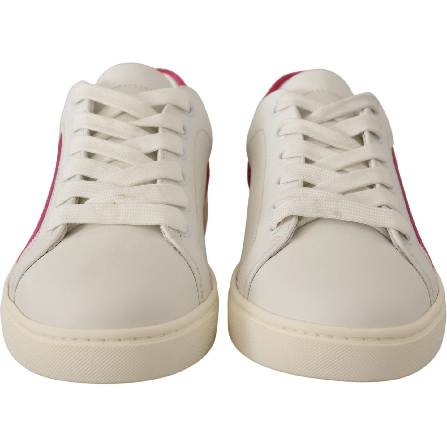 Dolce & Gabbana Elegant White Leather Low-Top Sneakers Dolce & Gabbana Gray