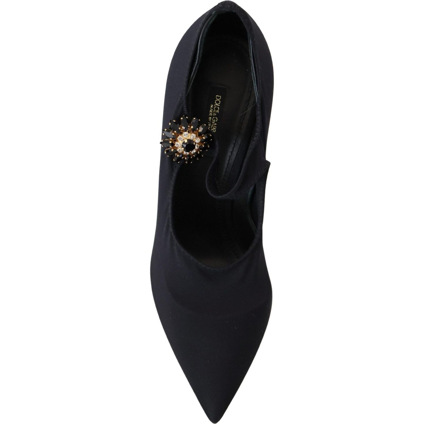 Dolce & Gabbana Chic Black Mary Jane Sock Pumps with Crystals Dolce & Gabbana Black