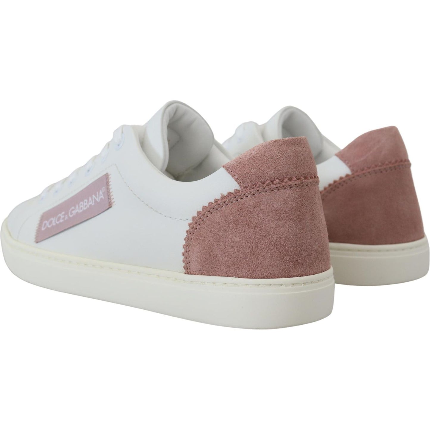 Dolce & Gabbana Chic White Pink Leather Low-Top Sneakers Dolce & Gabbana Gray