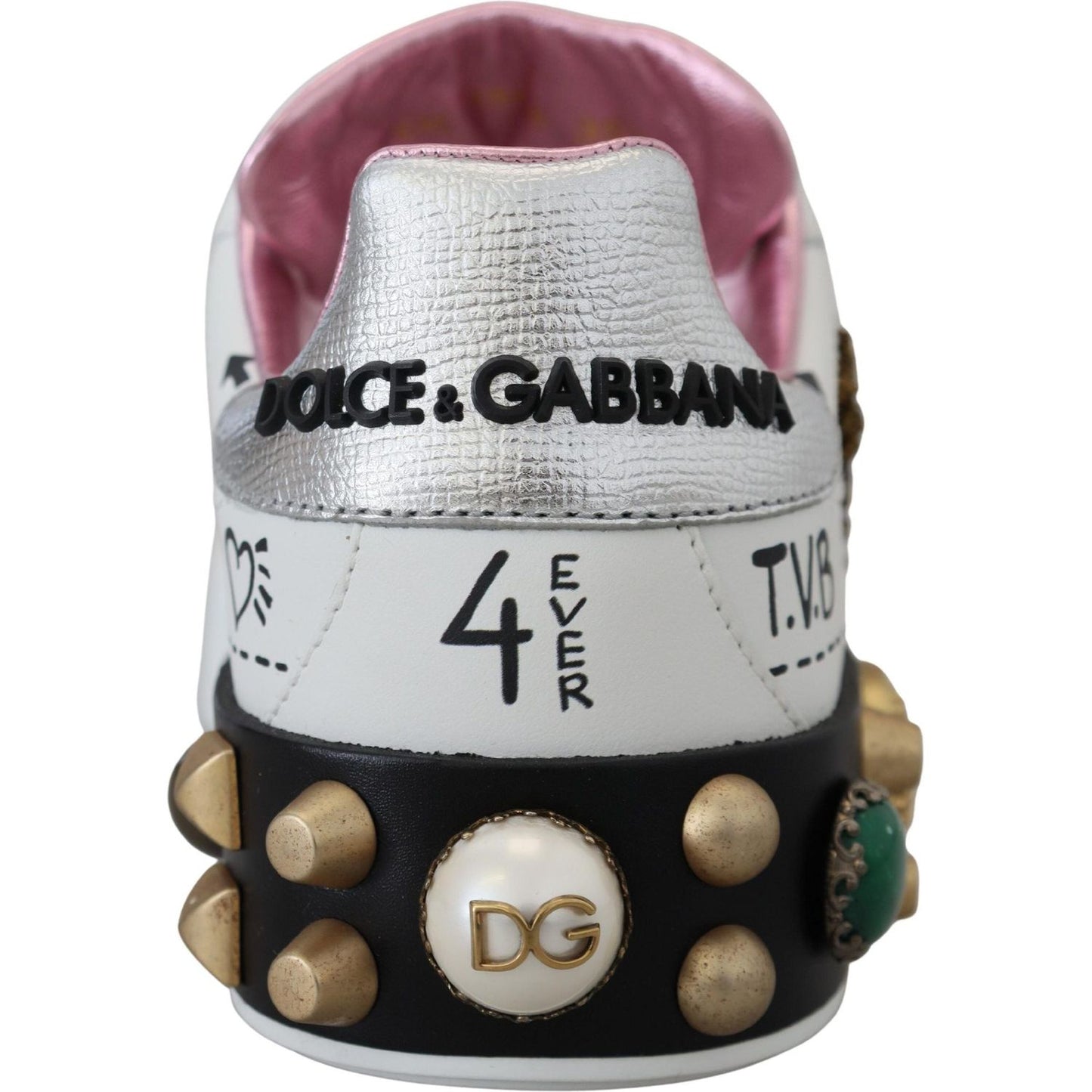 Dolce & Gabbana Queen Crown Chic Leather Sneakers Dolce & Gabbana Gray