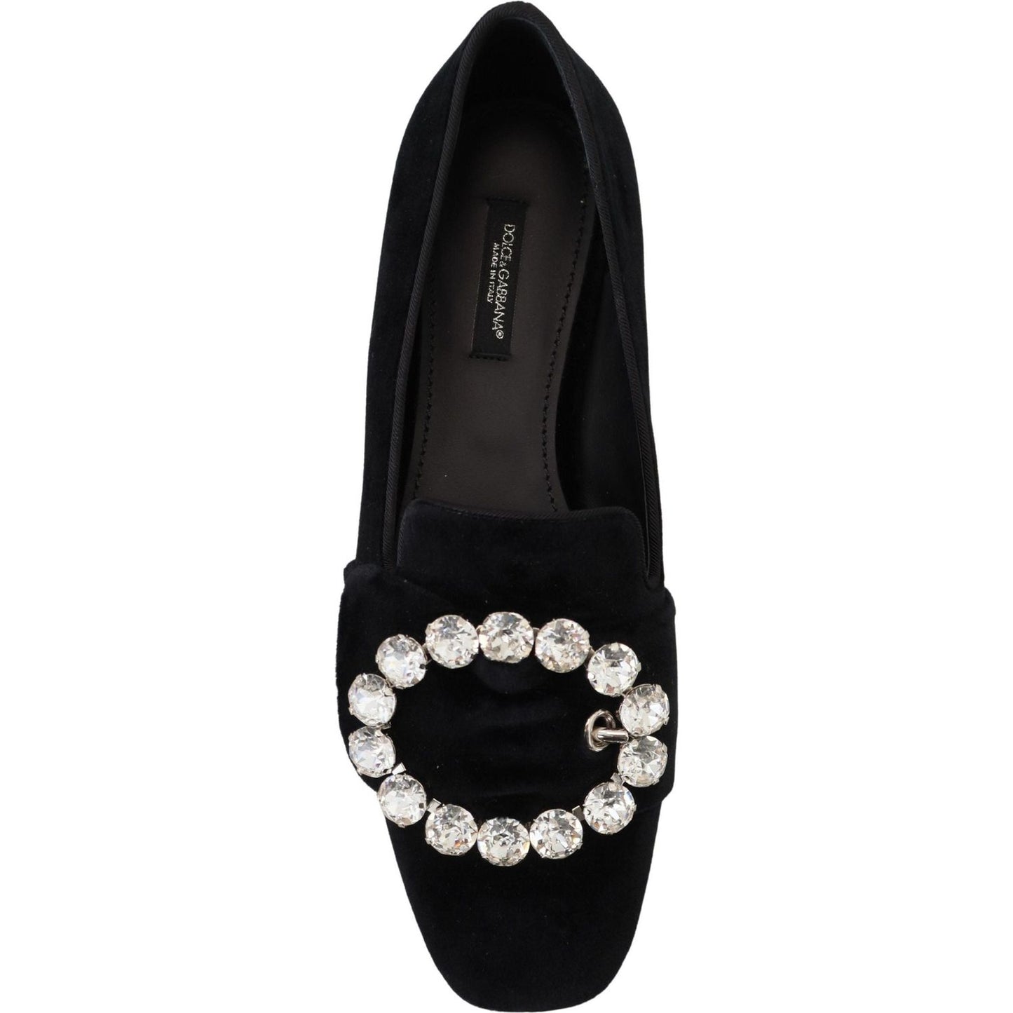 Dolce & Gabbana Chic Velvet Crystal-Embellished Loafers Dolce & Gabbana Black