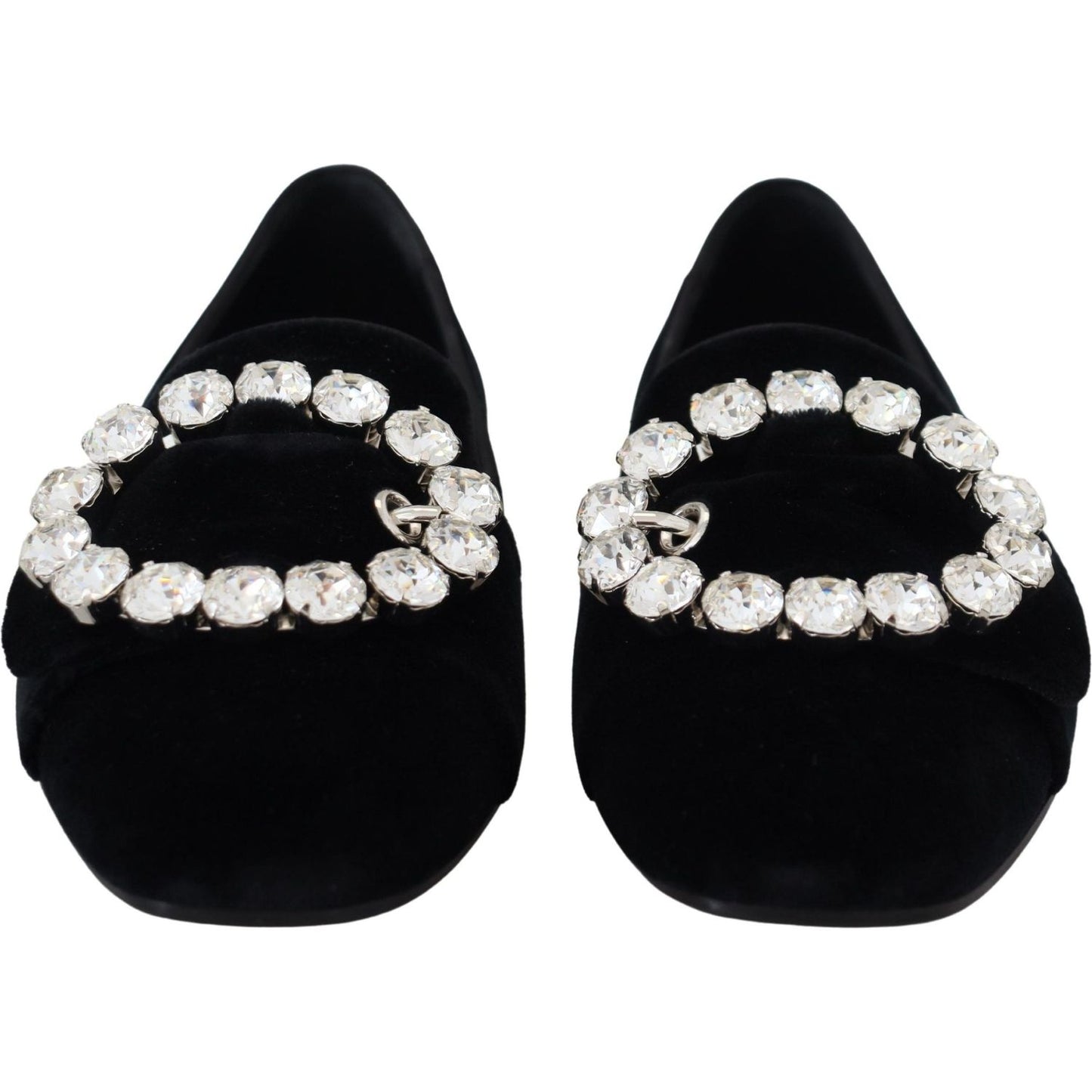 Dolce & Gabbana Chic Velvet Crystal-Embellished Loafers Dolce & Gabbana Light Gray