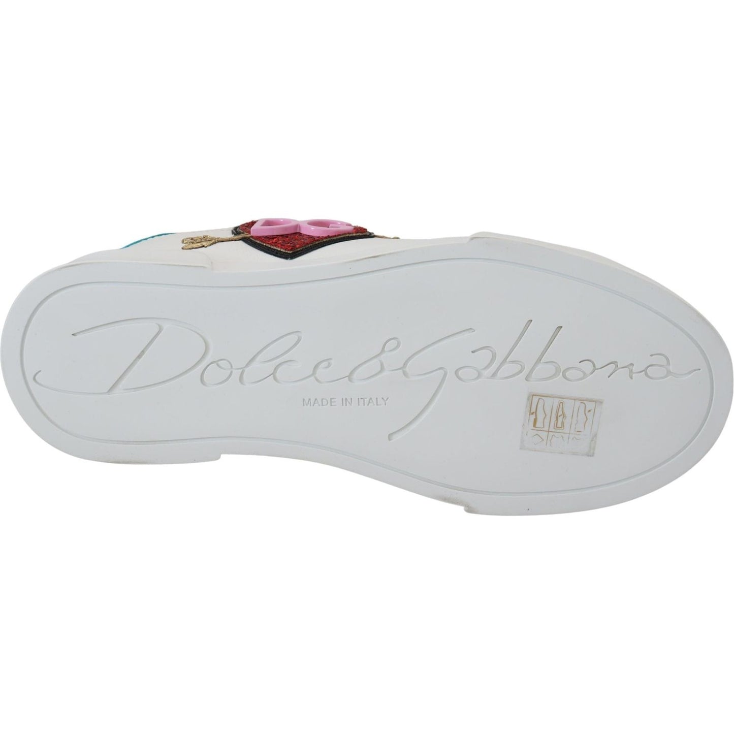 Dolce & Gabbana Elegant White Portofino Leather Sneakers Dolce & Gabbana Gray