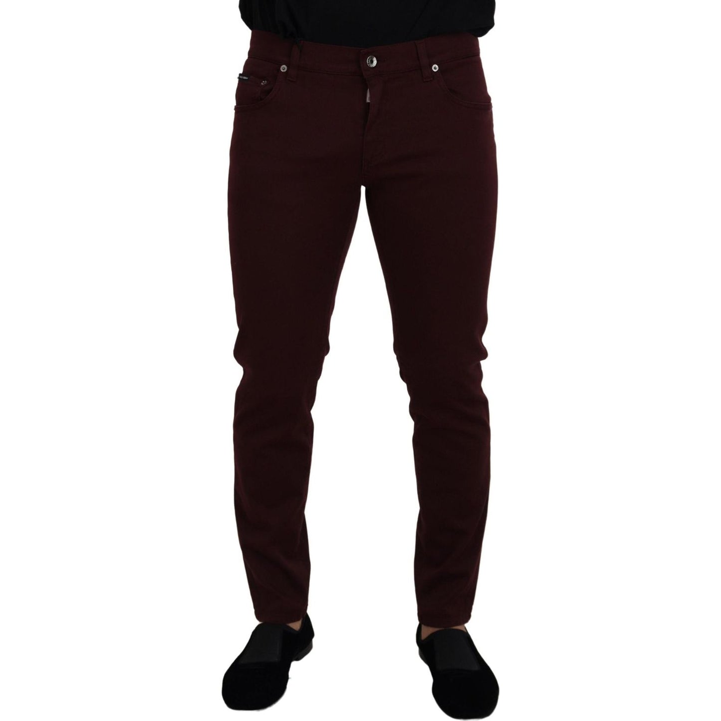 Dolce & Gabbana Bordeaux Cotton Stretch GOLD Denim Jeans