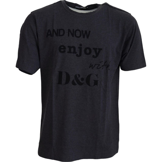 Dolce & Gabbana Gray Crewneck Cotton Short Sleeve T-shirt MAN T-SHIRTS