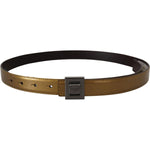 Dolce & Gabbana Gold Leather Silver Square Metal Buckle Belt BEL8975 - 36