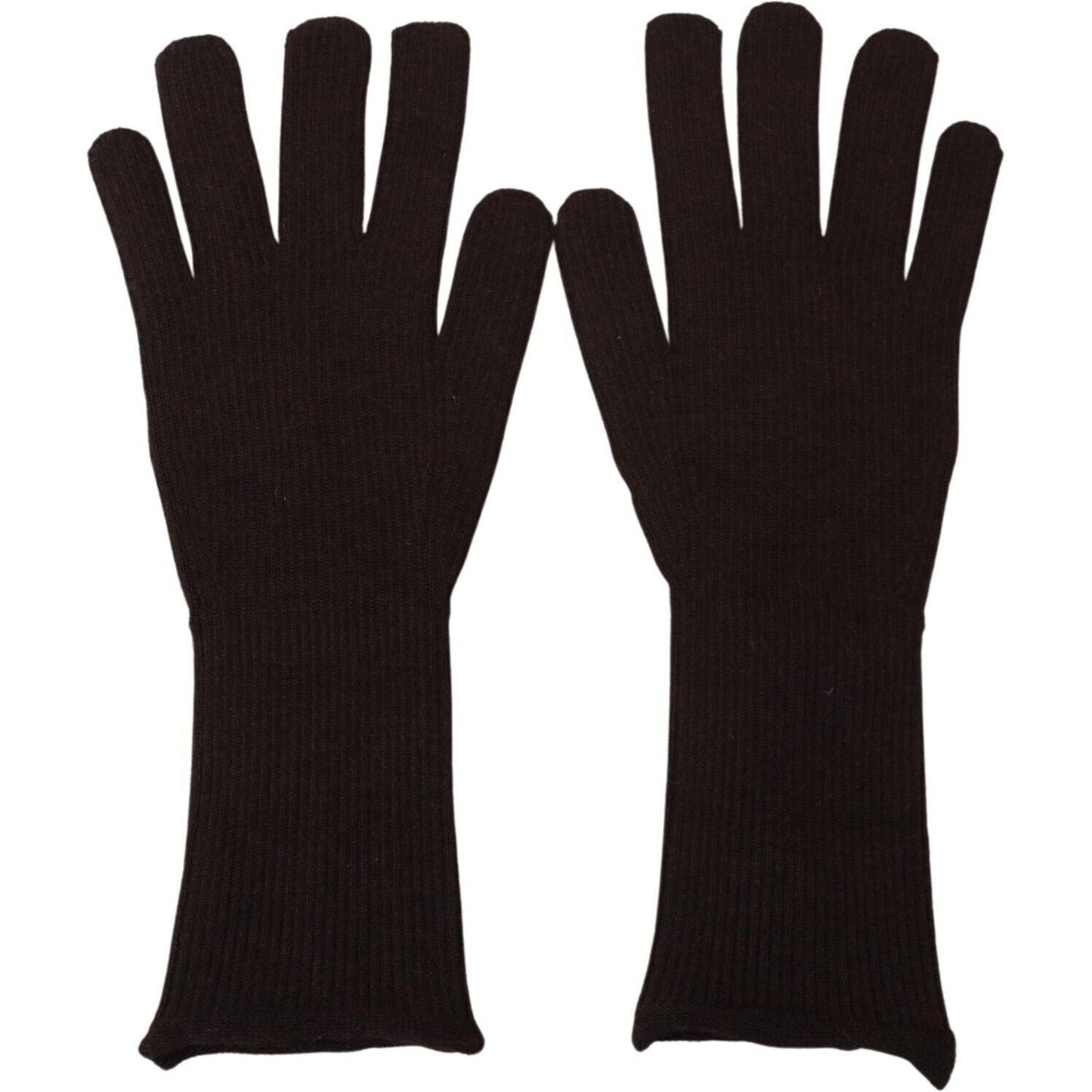 Dolce & Gabbana Elegant Silk Cashmere Brown Gloves Dolce & Gabbana Black