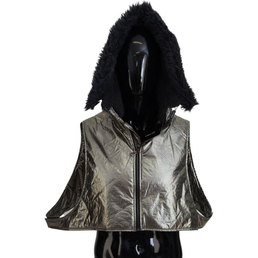 Dolce & Gabbana Silver Fur Whole Head Wrap Men Capello Nylon Hat