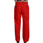Dolce & Gabbana Red Straight Fit Men Trousers Cotton Pants