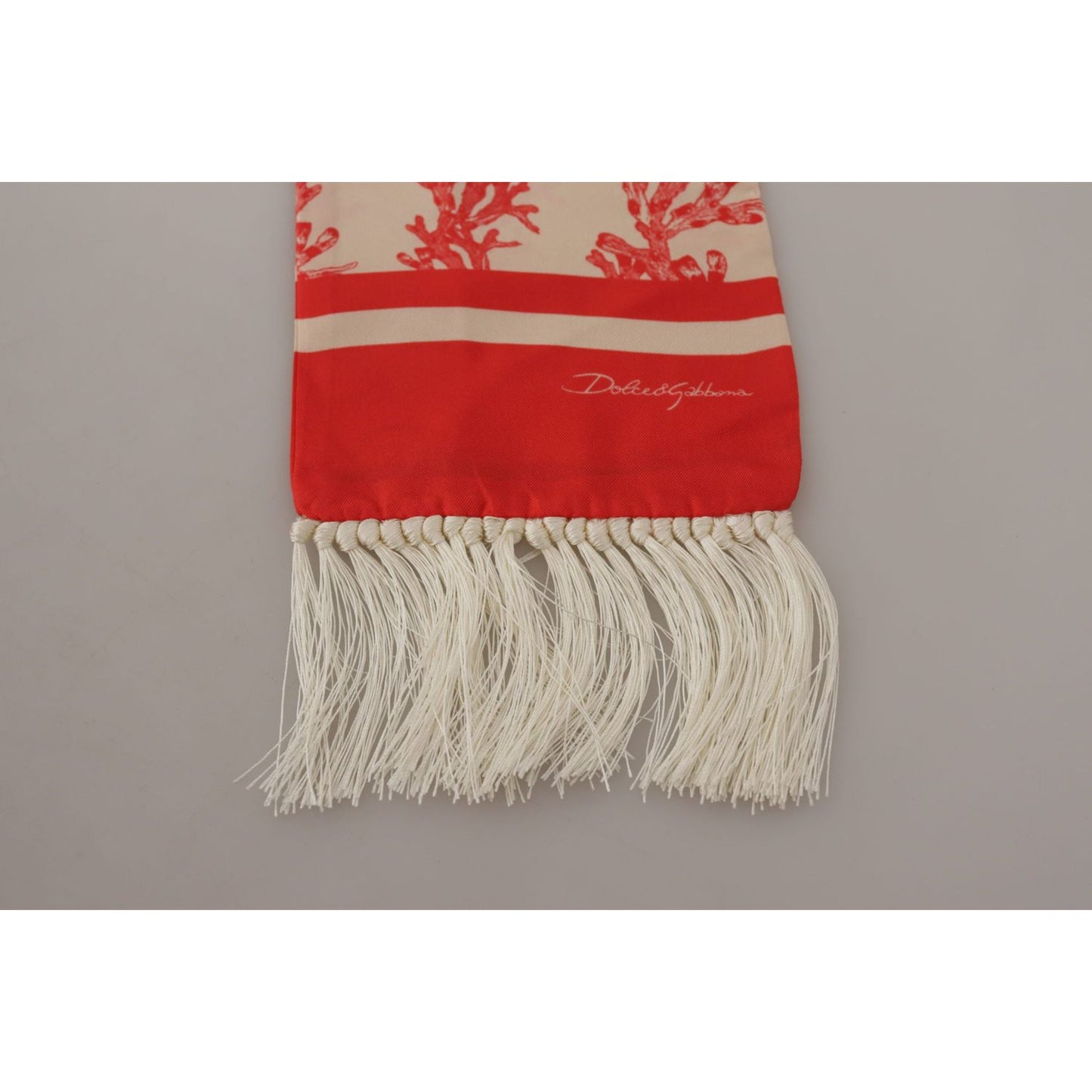 Dolce & Gabbana Elegant Silk Men's Scarf Wrap - Red Coral Print Dolce & Gabbana Rosy Brown