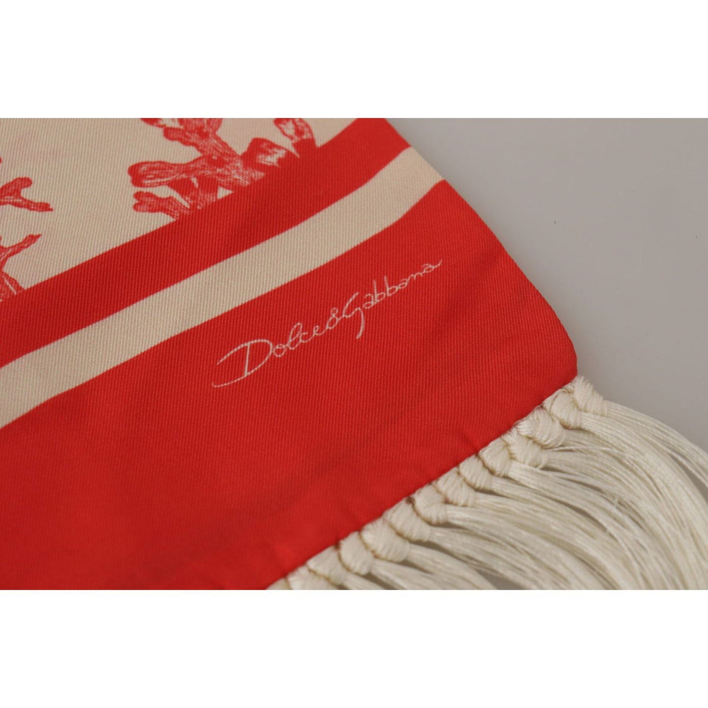 Dolce & Gabbana Elegant Silk Men's Scarf Wrap - Red Coral Print Dolce & Gabbana Firebrick