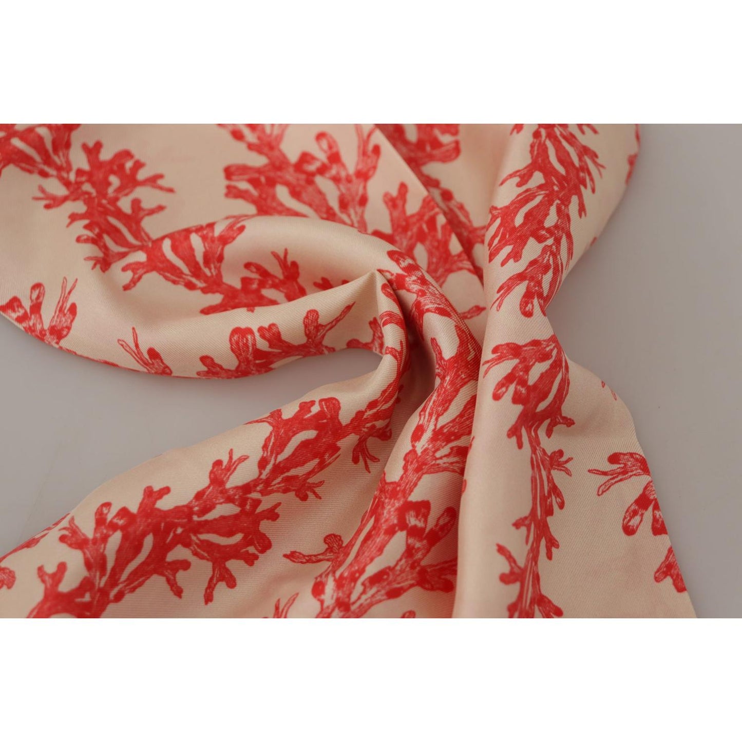 Dolce & Gabbana Elegant Silk Men's Scarf Wrap - Red Coral Print Dolce & Gabbana Rosy Brown