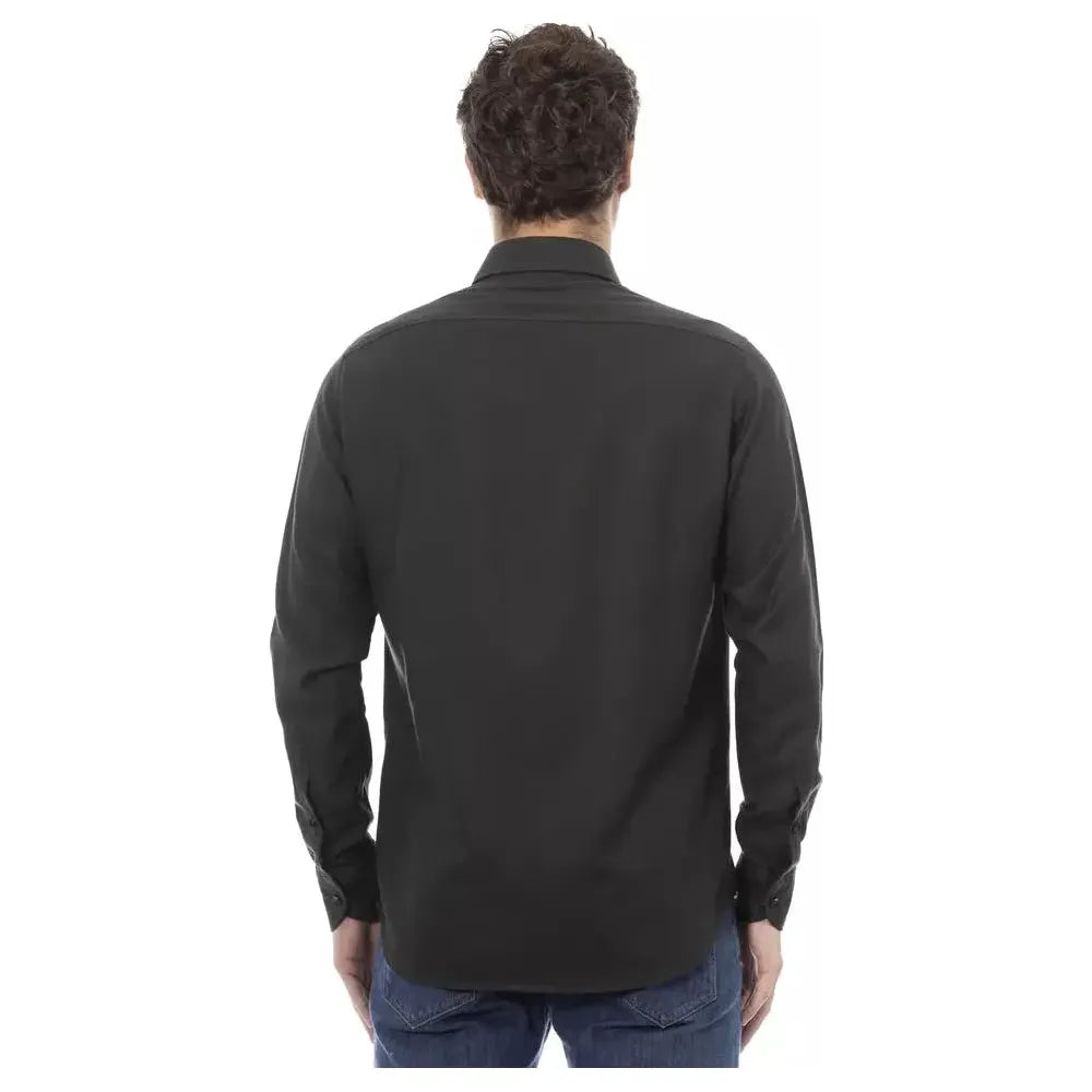 Baldinini Trend Green Cotton Men Shirt Baldinini Trend Dark Slate Gray