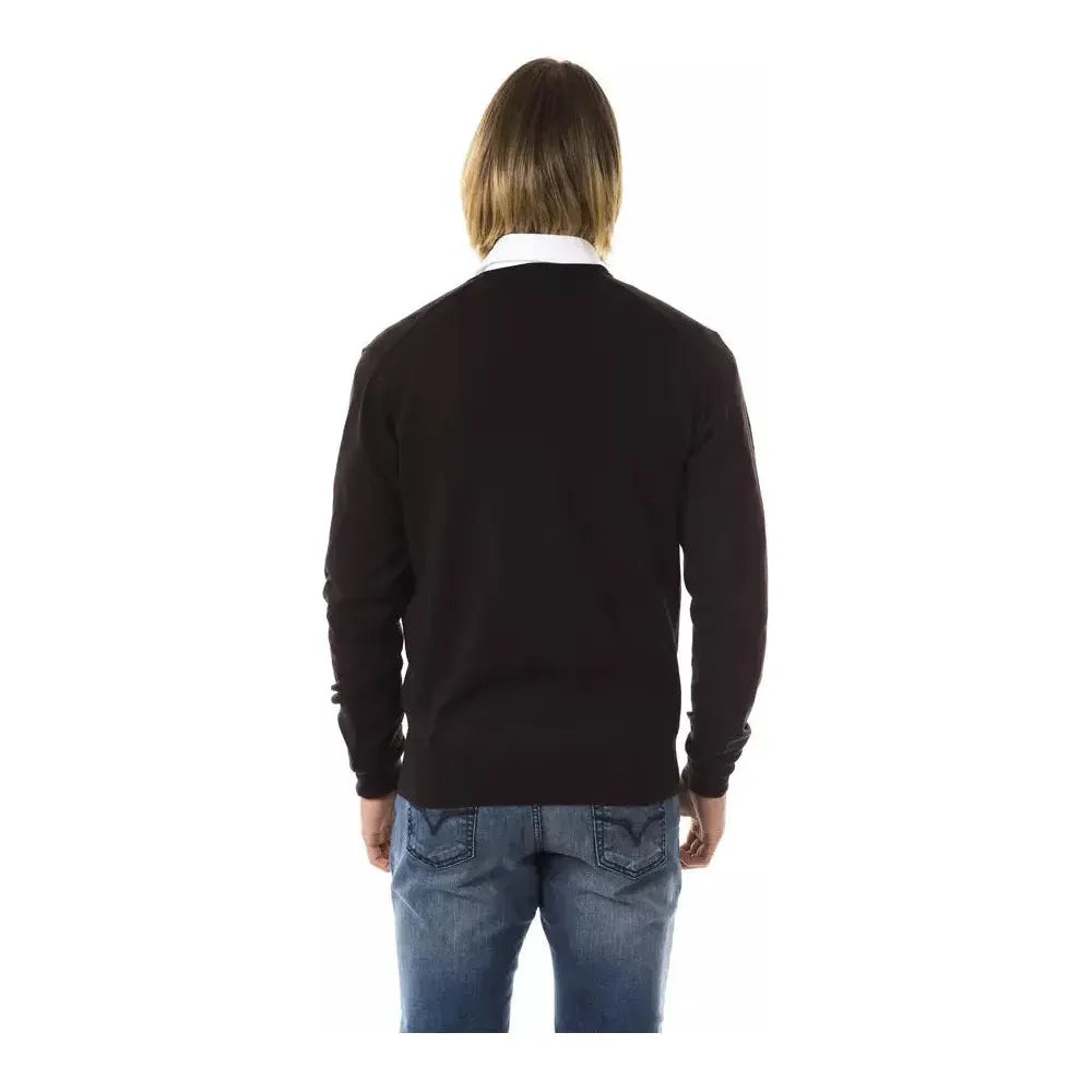 Uominitaliani Brown Merino Wool Men Sweater