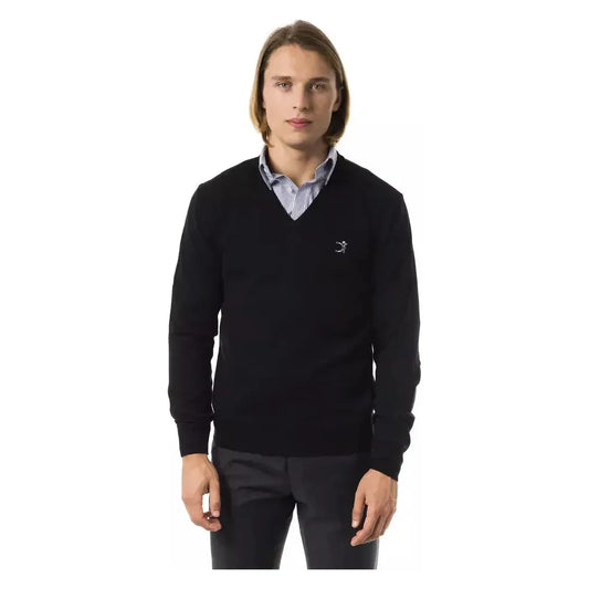 Uominitaliani Black Merino Men Sweater