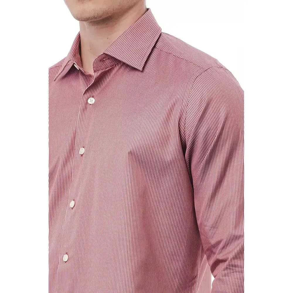 Bagutta Red Cotton Men Shirt Bagutta Rosy Brown
