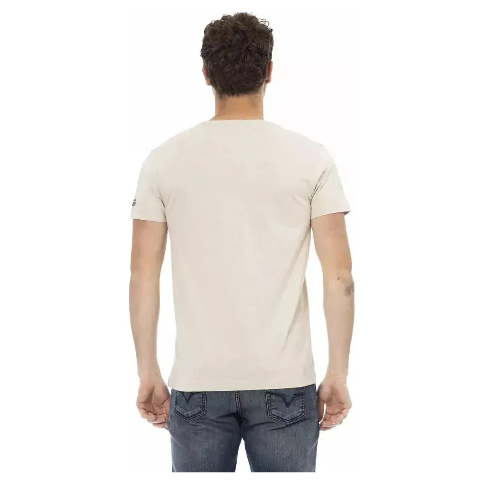 Trussardi Action Beige Cotton Men T-Shirt Trussardi Action Dark Slate Gray