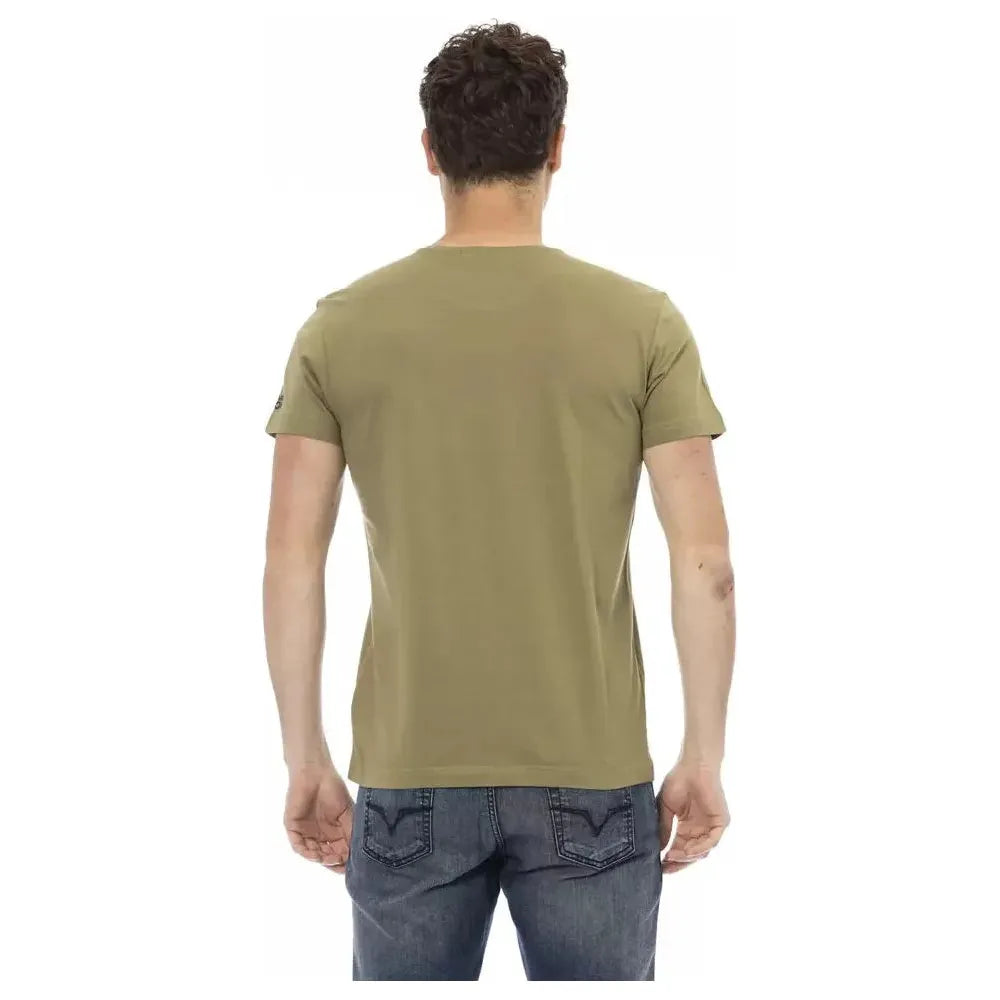Trussardi Action Green Cotton Men T-Shirt Trussardi Action Rosy Brown
