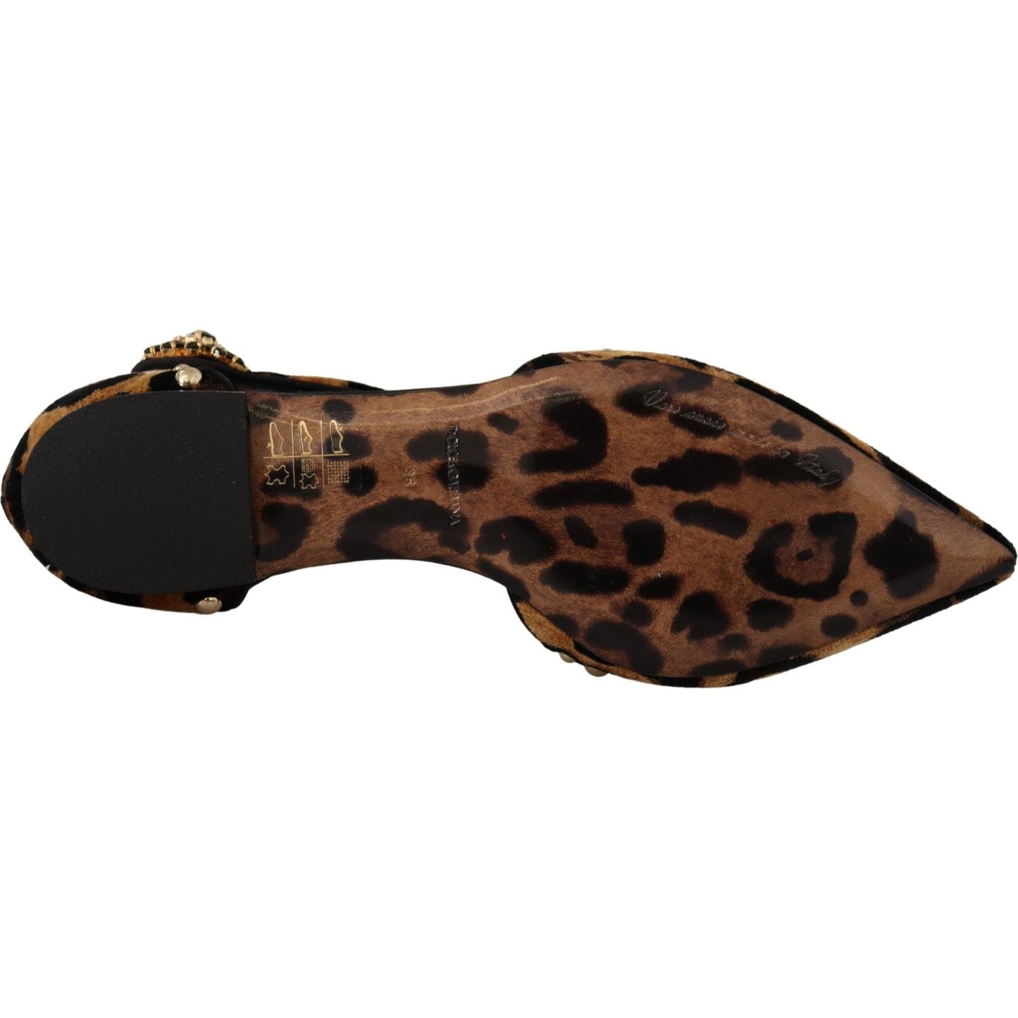 Dolce & Gabbana Floral Embellished Leopard T-Strap Sandals Dolce & Gabbana Black