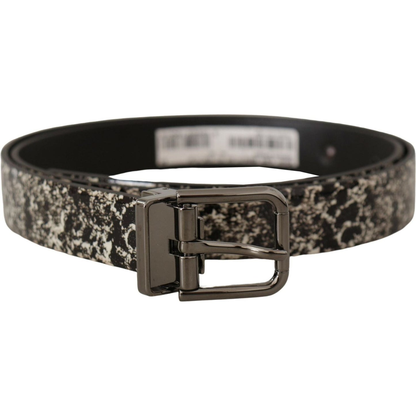 Dolce & Gabbana Elegant Marble Print Leather Belt Dolce & Gabbana Dark Slate Gray