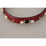 Dolce & Gabbana Red Exotic Leather Crystals Bag Shoulder Strap