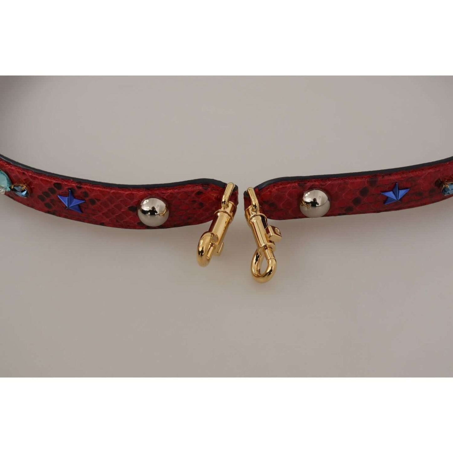 Dolce & Gabbana Chic Red Python Leather Shoulder Strap Dolce & Gabbana Dark Gray