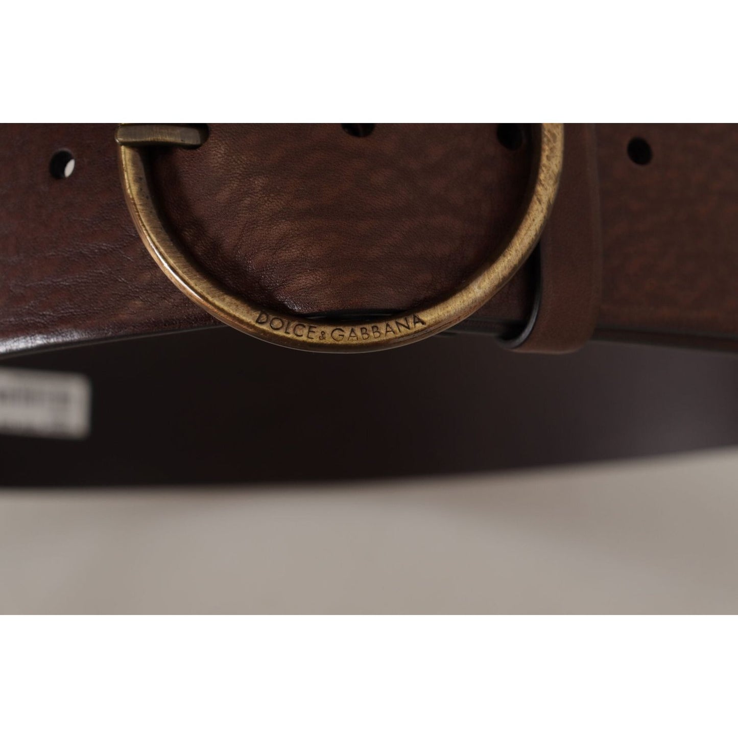 Dolce & Gabbana Elegant Brown Leather Belt with Engraved Buckle Dolce & Gabbana Black