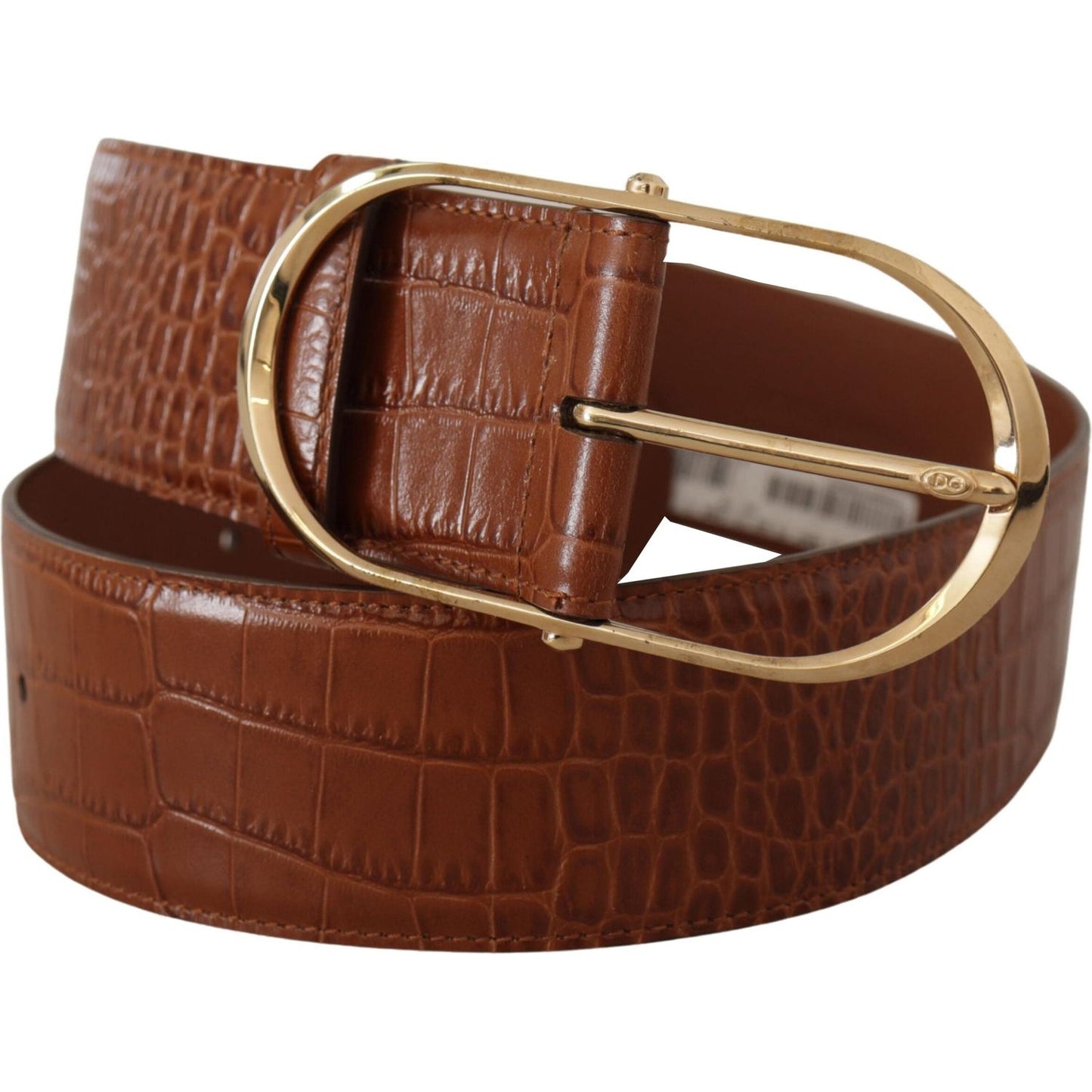 Dolce & Gabbana Enchanting Engraved Logo Leather Belt Dolce & Gabbana Saddle Brown