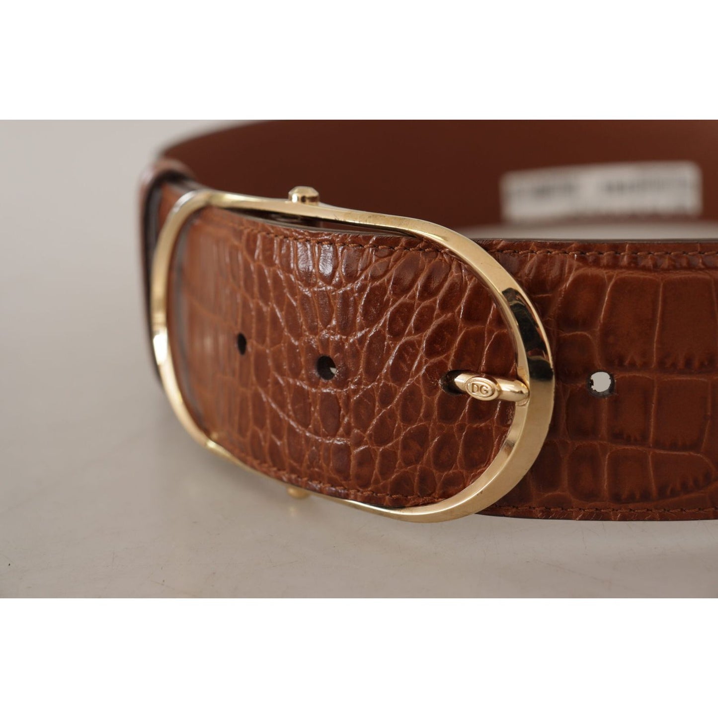 Dolce & Gabbana Enchanting Engraved Logo Leather Belt Dolce & Gabbana Dark Olive Green