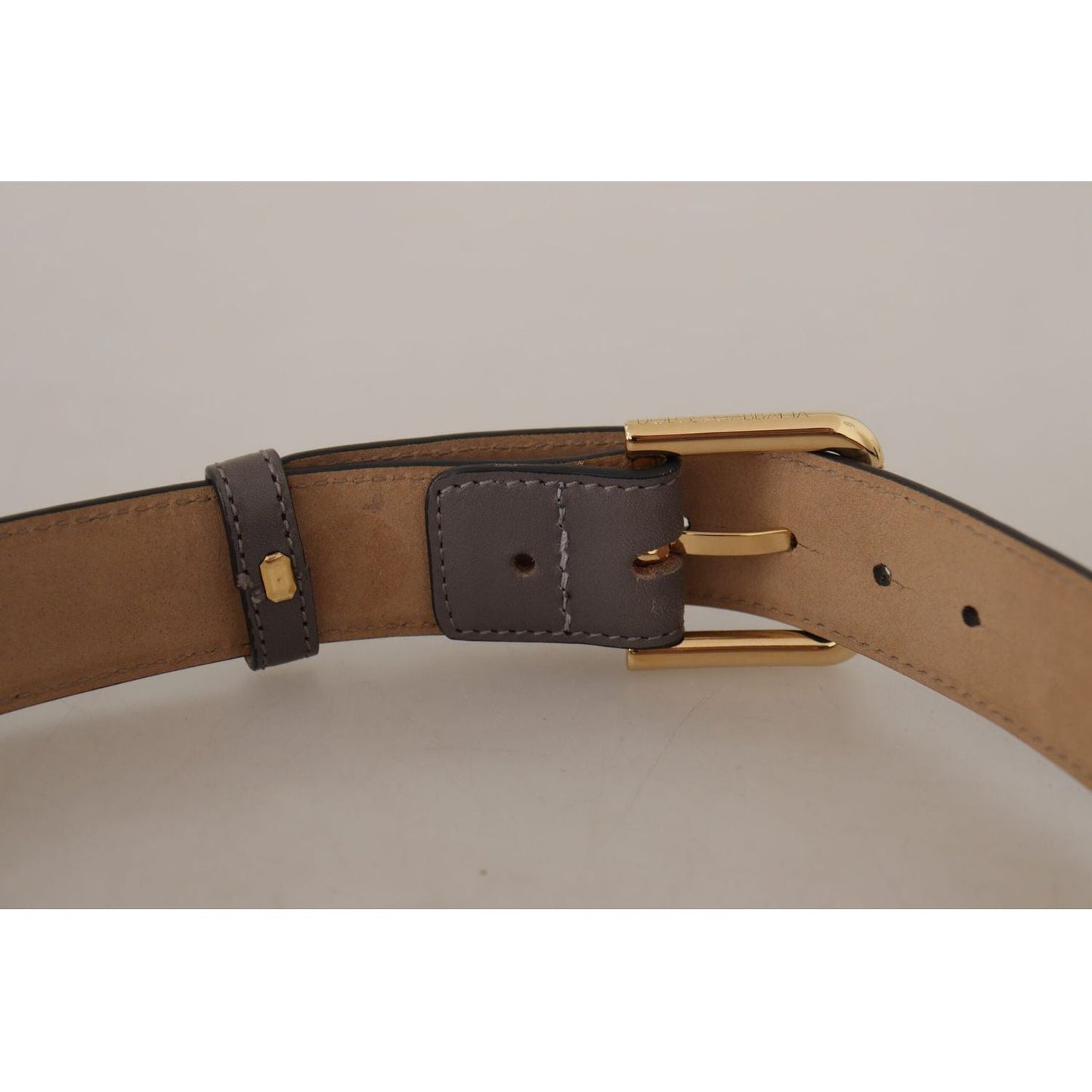Dolce & Gabbana Elegant Engraved Buckle Leather Belt Dolce & Gabbana Dark Gray